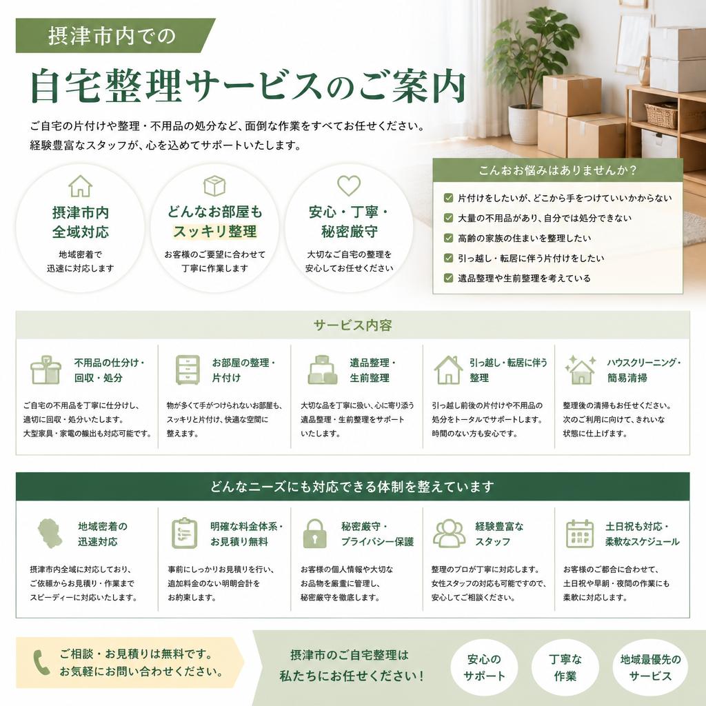 摂津市の自宅整理サービス