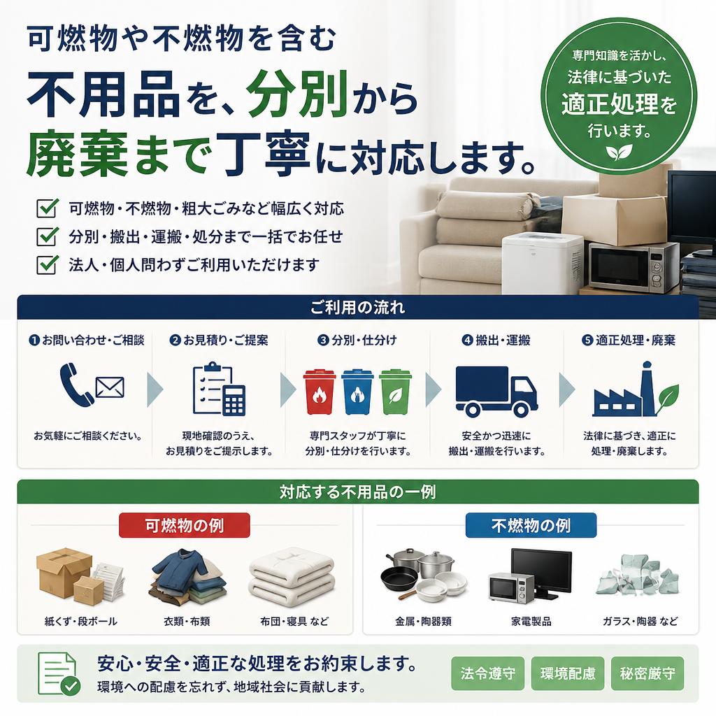 分別・廃棄までお任せ