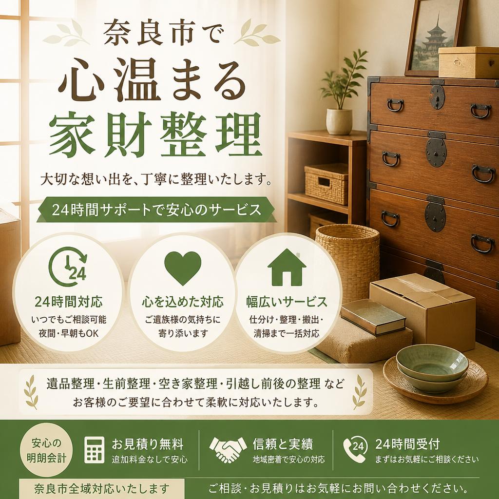 奈良市で心温まる家財整理、24時間サポートで安心のサービス　有限会社レジェンズ