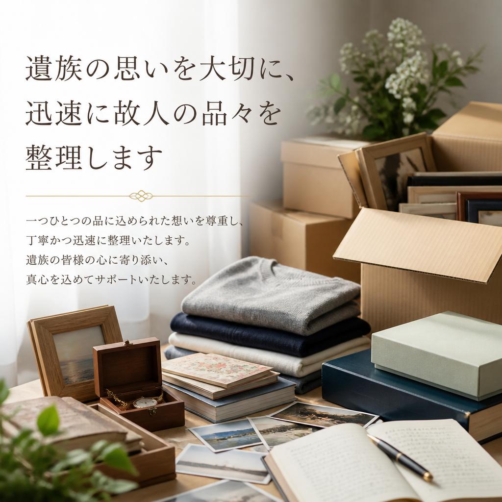 遺族の思いを大切に、迅速に故人の品々を整理します。有限会社レジェンズ