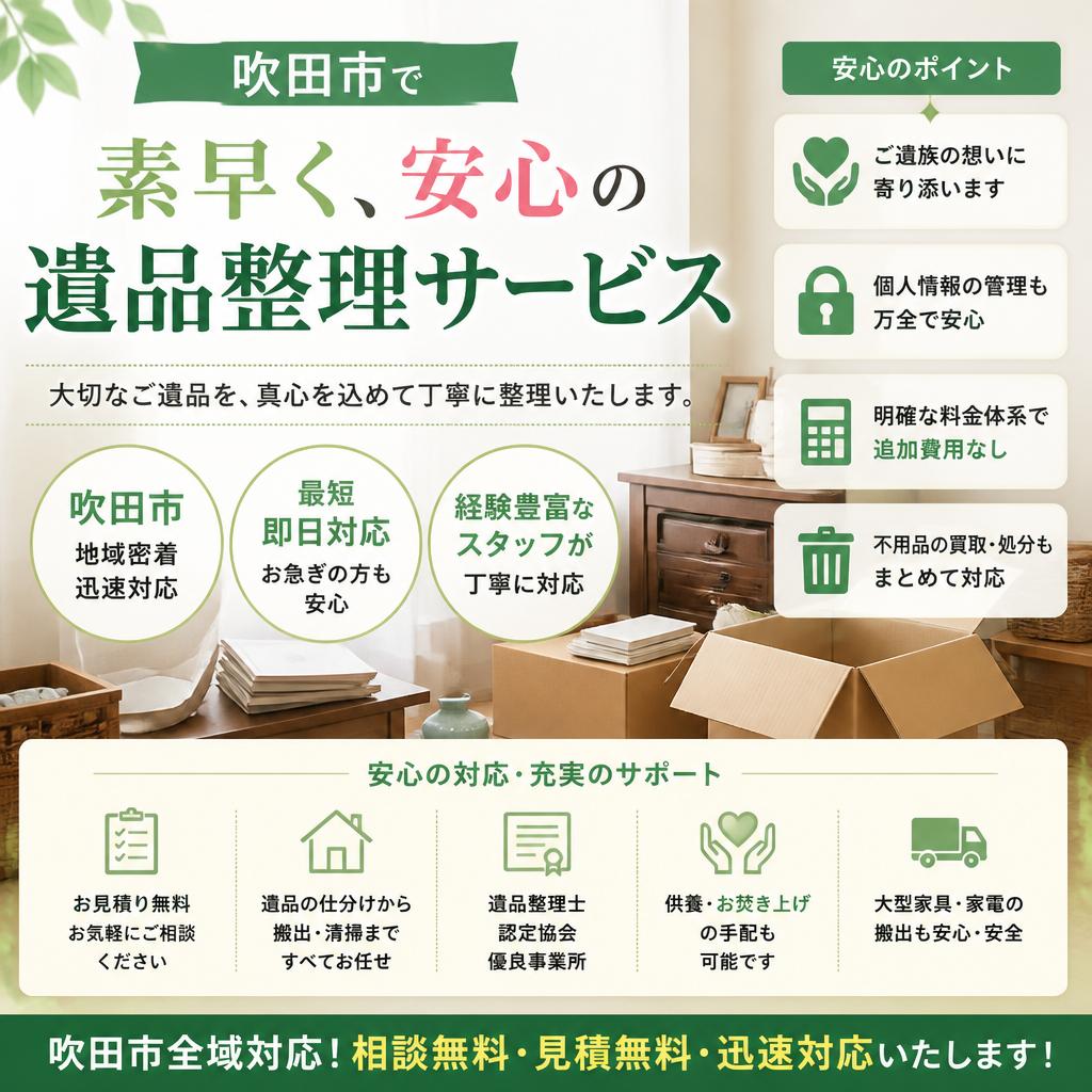 吹田市で素早く、安心の遺品整理サービスを提供します！有限会社レジェンズ