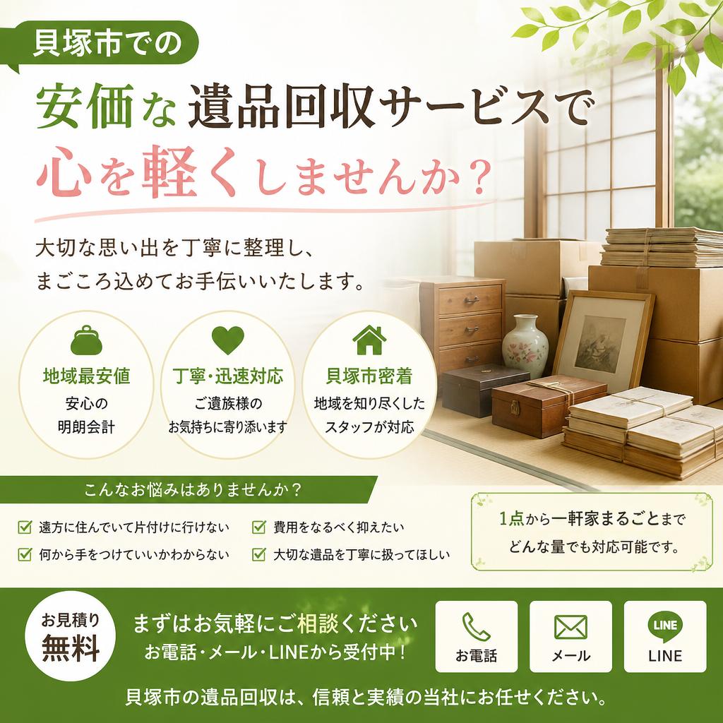 貝塚市での安価な遺品回収サービスで心を軽くしませんか？有限会社レジェンズ