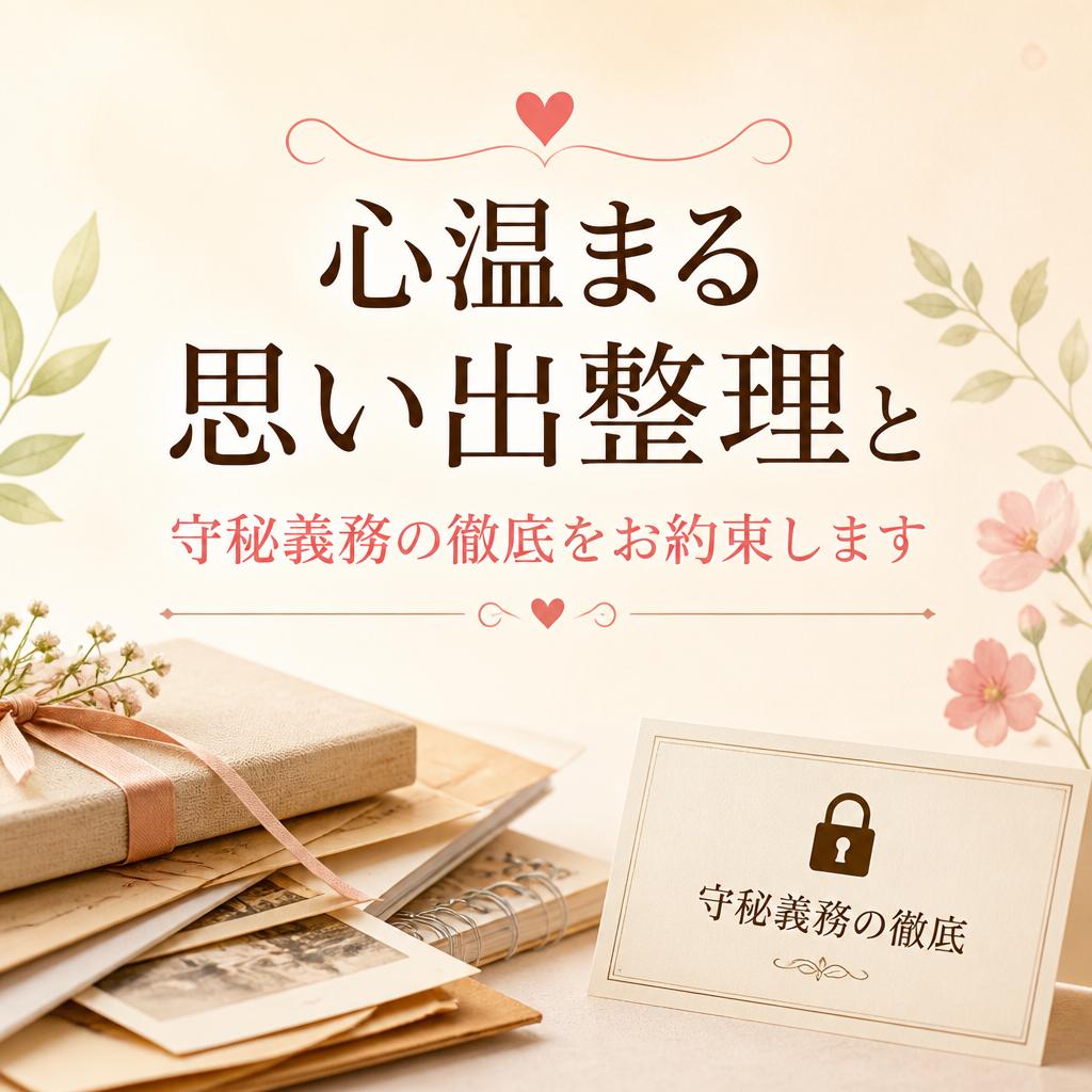 心温まる思い出整理と守秘義務の徹底をお約束します。有限会社レジェンズ